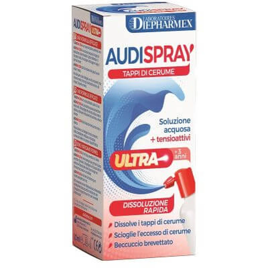 Audispray ultra +3 ans solution aqueuse + surfactant spray bouchons de cérumen 20 ml