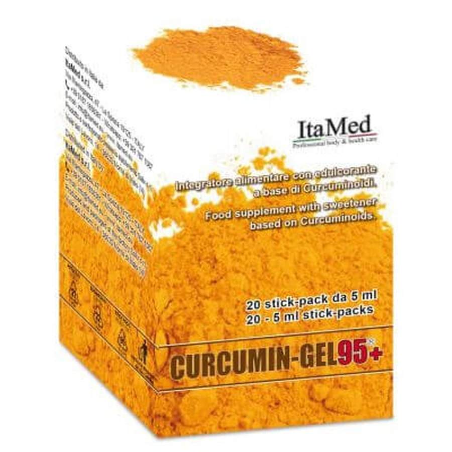 Curcumin gel 95+ 20 de pliculețe monodoză 5 ml aromă de zmeură