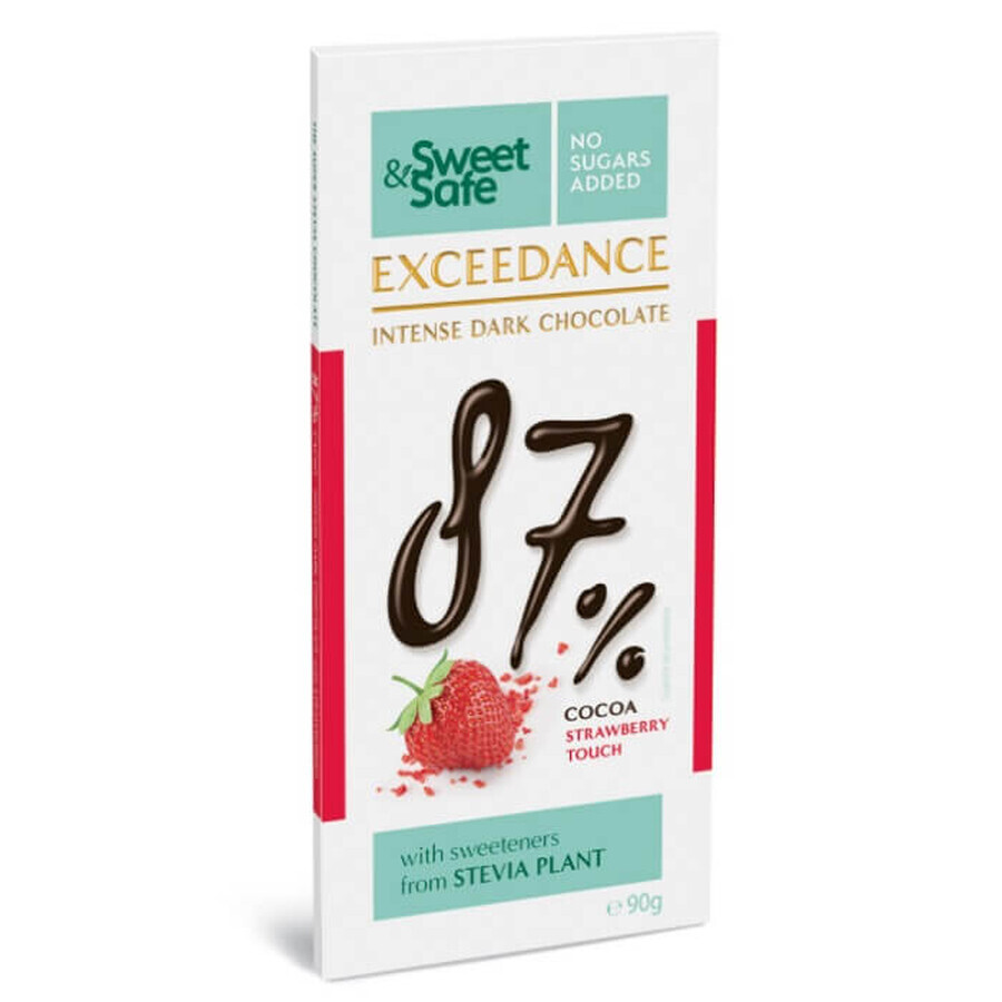 Buy Dark chocolate 87% with strawberries Sweet & Safe, 90 g, Sly Nutrition Dark chocolate 87% with strawberries Sweet & Safe, 90 g, Sly Nutrition