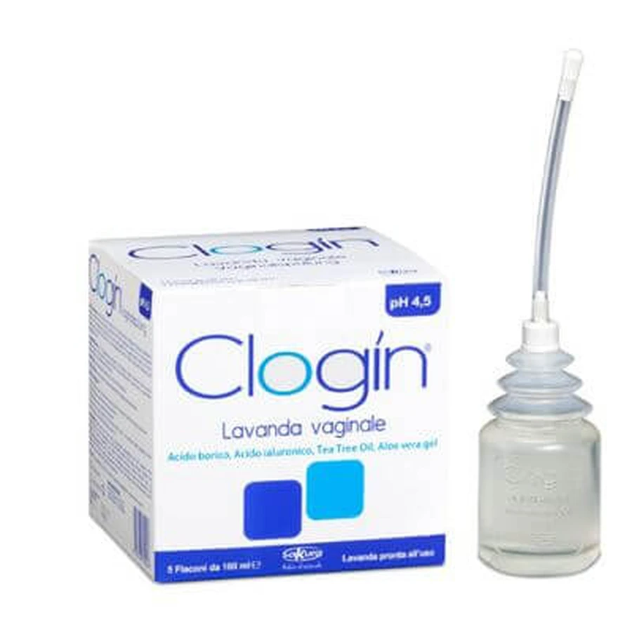Clogin lavado vaginal 5 frascos 100 ml + 5 cánulas vaginales desechables