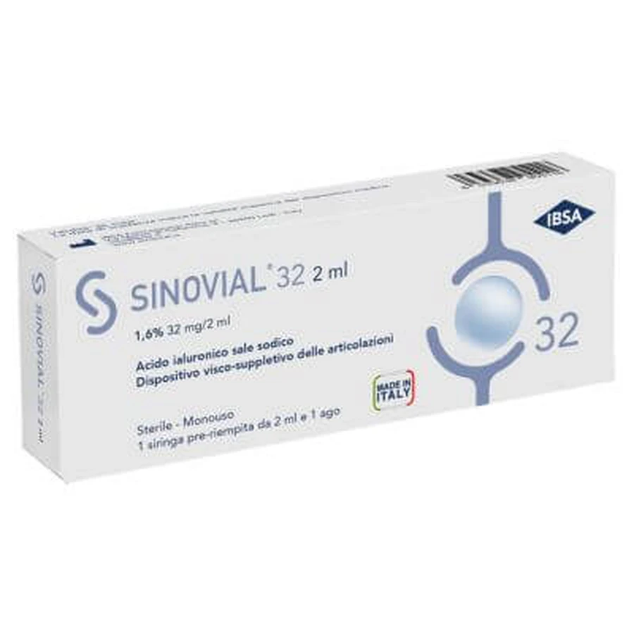 Intraartikuläre Spritze synovial 32 Hyaluronsäure 1,6% 32 mg/2 ml 1 fs + Nadelstärke 21 1 Stück