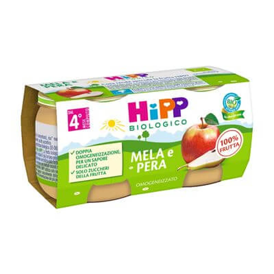 Hipp gehomogeniseerde appel/peer 2 x 80 g