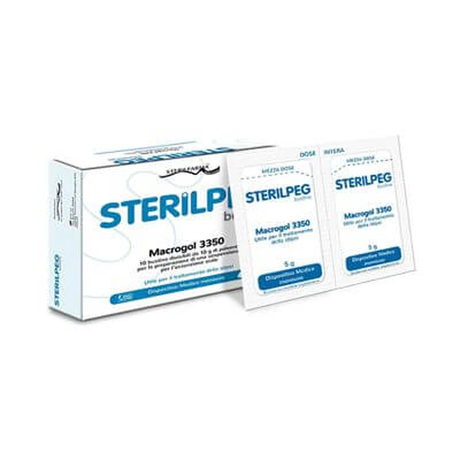 Sterilpeg macrogol 3350 10 bipartite sachets 10 g