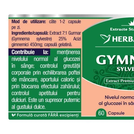 Gymnema Sylvestre x 60 cápsulas, Herbagetica