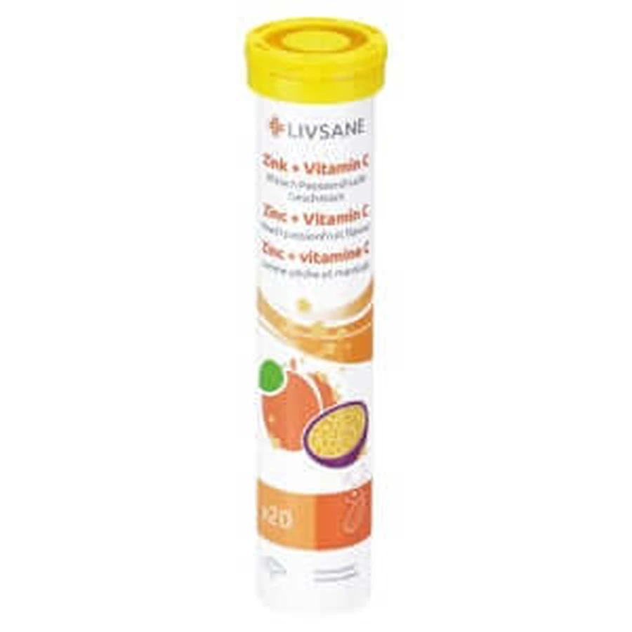 Livsane Zinc & Vitamin C Effervescent Tablets 20 Capsules