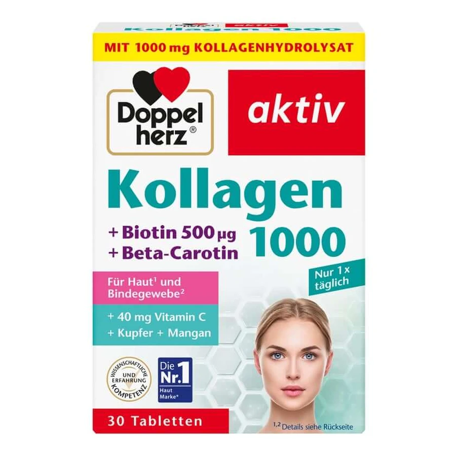 Double Heart Collagen 1000 + Biotin + Q10 30 St