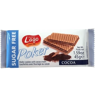 Suikervrije cacaocrèmewafel, 45g, Lago