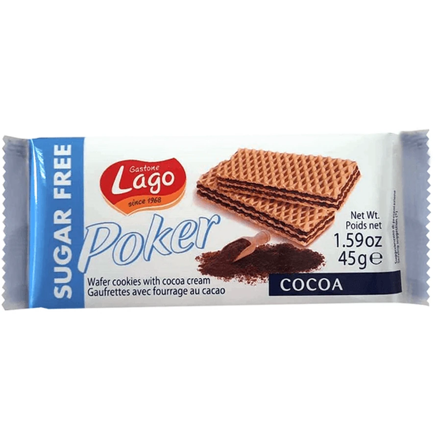 Suikervrije cacaocrèmewafel, 45g, Lago