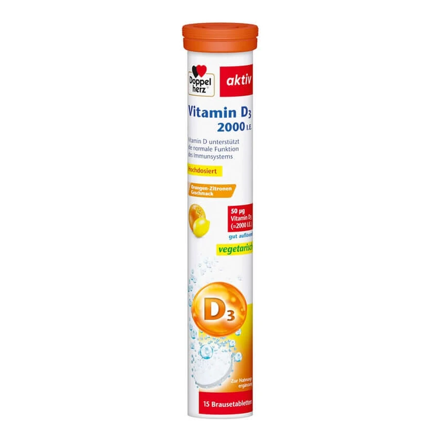 Double Heart Vitamine D3 2000 I.U. bruistabletten 15 Capsules