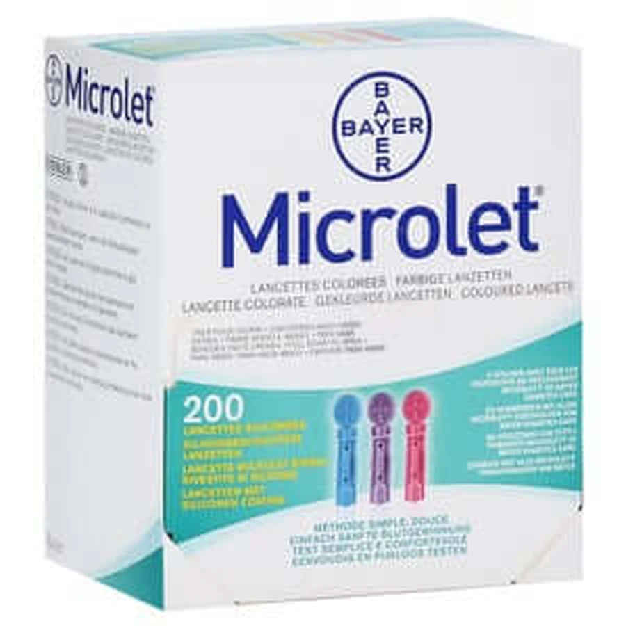 Lancetas Microlet Coloreadas 200 unid.