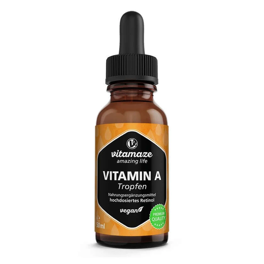 Vitamina A 500 µg alta dosis gotas veganas 50 ml