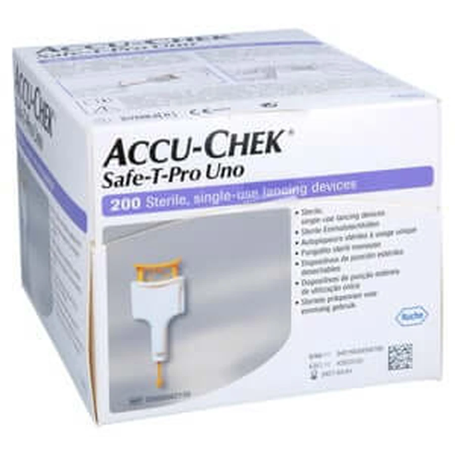 Accu-chek Safe T Pro Uno II lancetten 200 stuks.