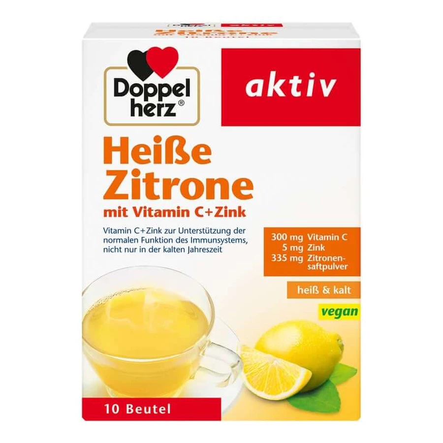 Double Heart Active Hot Lemon with Vitamin C + Zinc 10 St