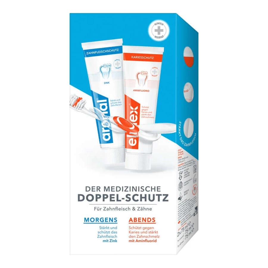 aronal & elmex toothpaste double protection 2X75 ml