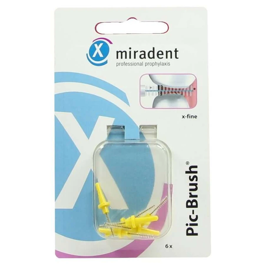 Perii interdentare Miradent Pic-Brush perii de schimb x-fine galben 6 buc.