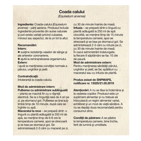 Cola de caballo, 50 g, Dacia Plant