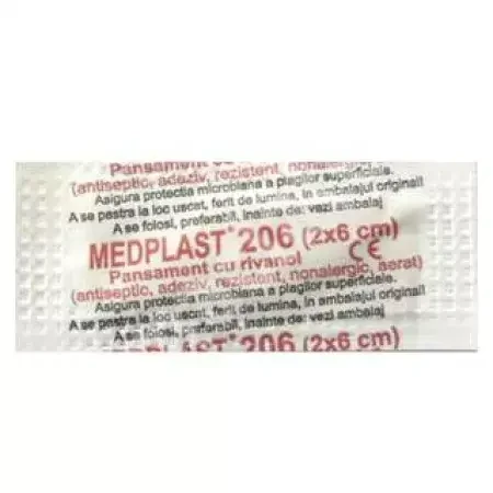 Medplast 206 verband met rivanol, 2x6 cm, Mebra