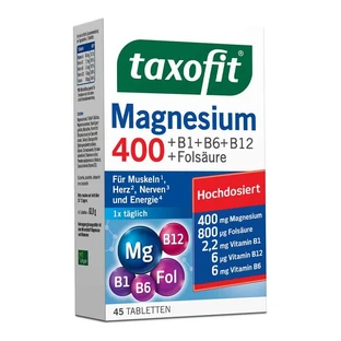 taxofit Magnesium 400 + B1+ B6+ B12+ Foliumzuur 45 St