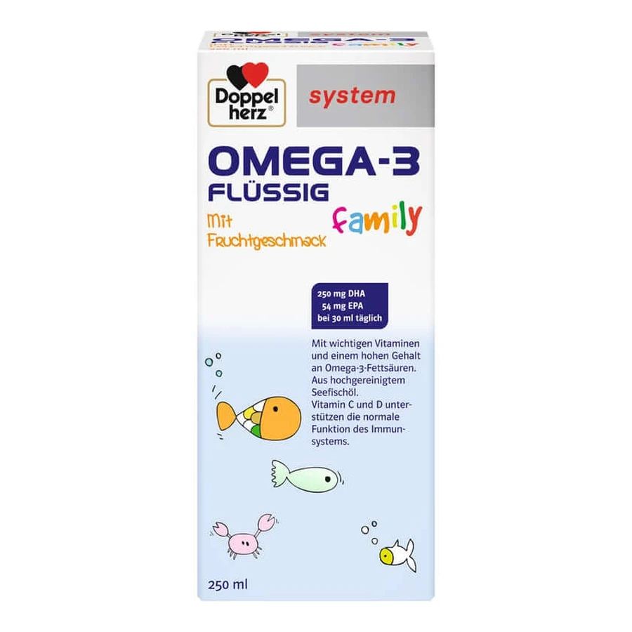 Double heart system Omega-3 Family liquid with fruit flavor 250 ml