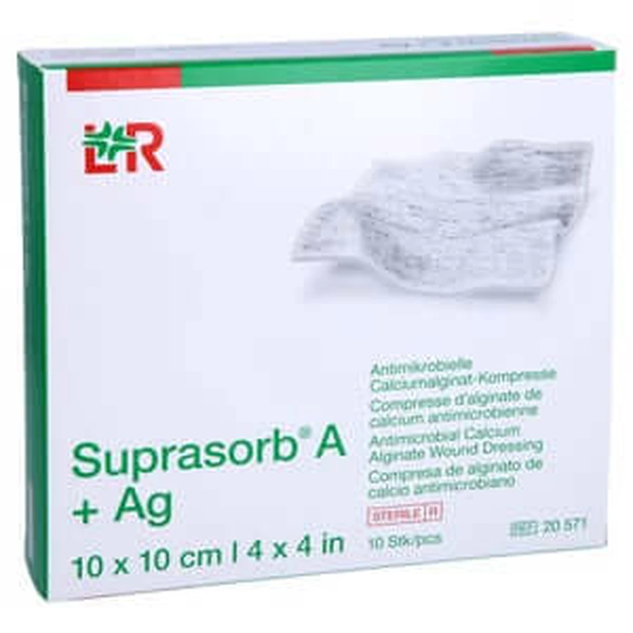 Suprasorb A+Ag Antimik.cal.alginat Kompr 10 St
