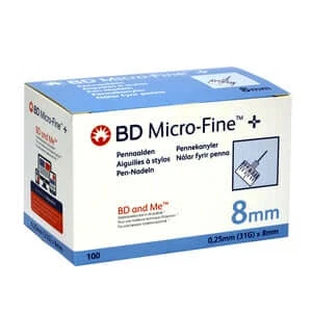 BD Micro-fine+ 8 agujas pluma 0.25x8 mm 100 uds.