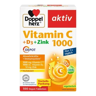 Double Heart Vitamin C 1000 + D3 + Zinc DEPOT 100 St