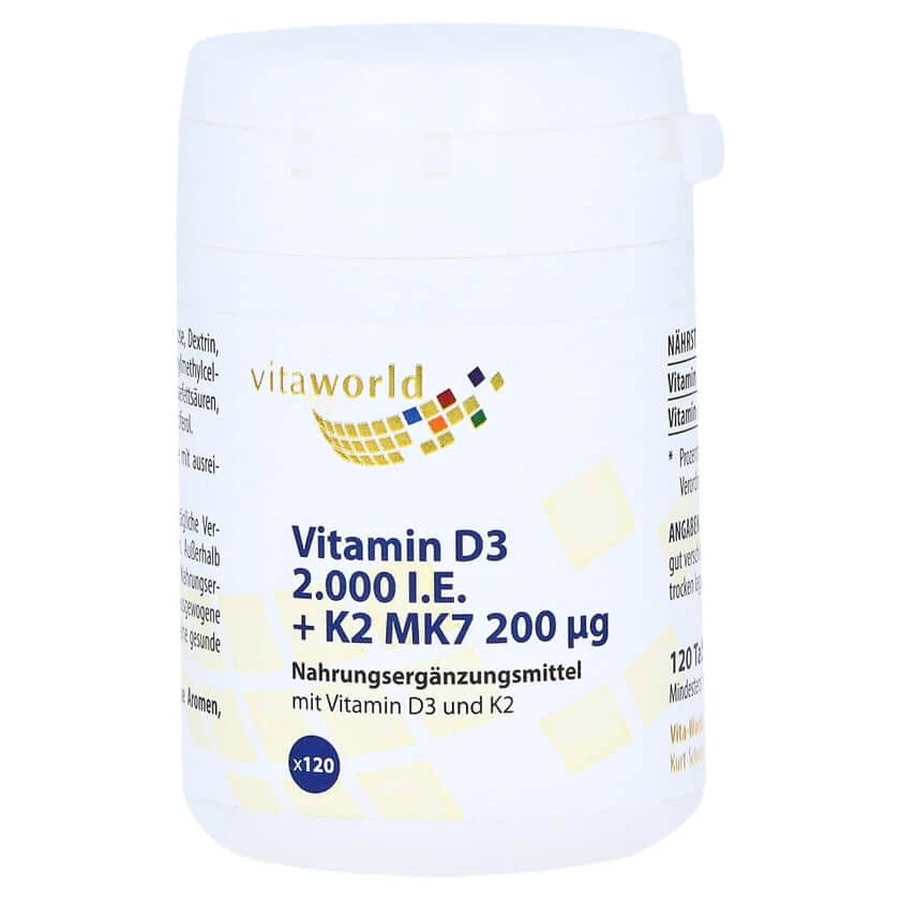 Vitamine D3+k2 2.000 I.U./200 µg Tablet 120 St