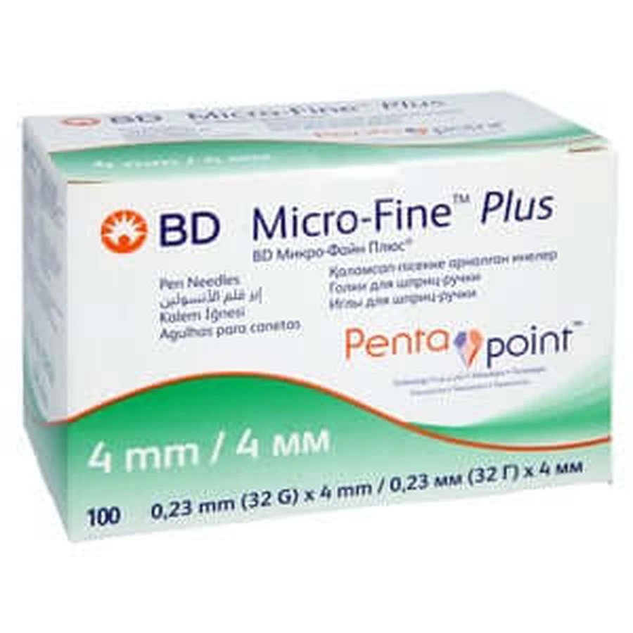 Bd Micro-fine+ 4 agujas para bolígrafo 0,23x4 Mm 100 unid.