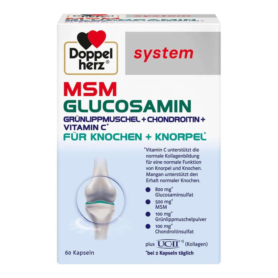 Double Heart MSM Glucosamine systeemcapsules 60 Capsules