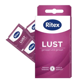 "Lust" tachonado y estriado, preservativos con triple estimulación (8 preservativos) 8 uds.