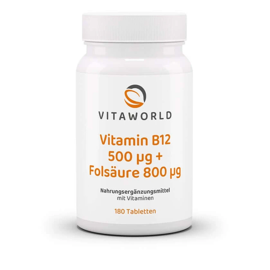 Vitamine B12 500 µg+foliumzuur 800 µg Tabel 180 St