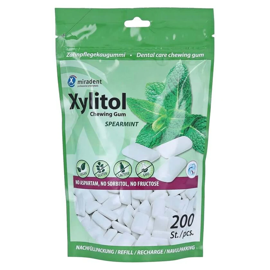 miradent Xylitol Chewing Gum Refill, Spearmint 200 pcs.