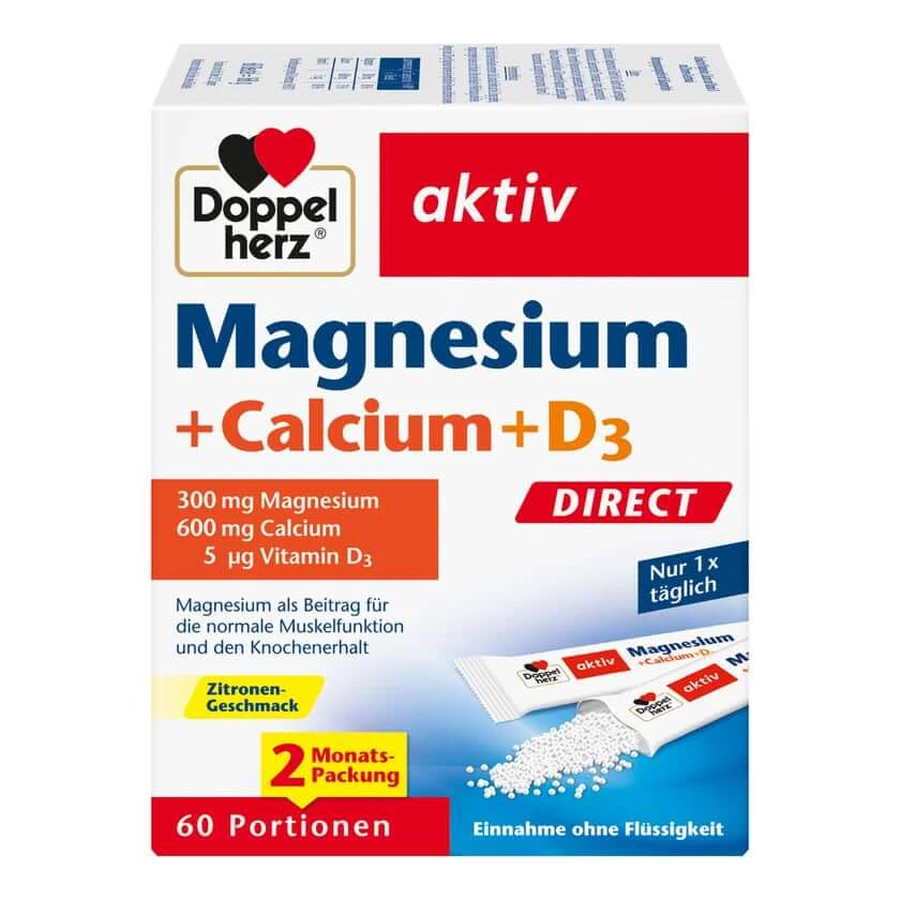 Double Heart Magnesium + Calcium + D3 DIRECT 60 Capsules