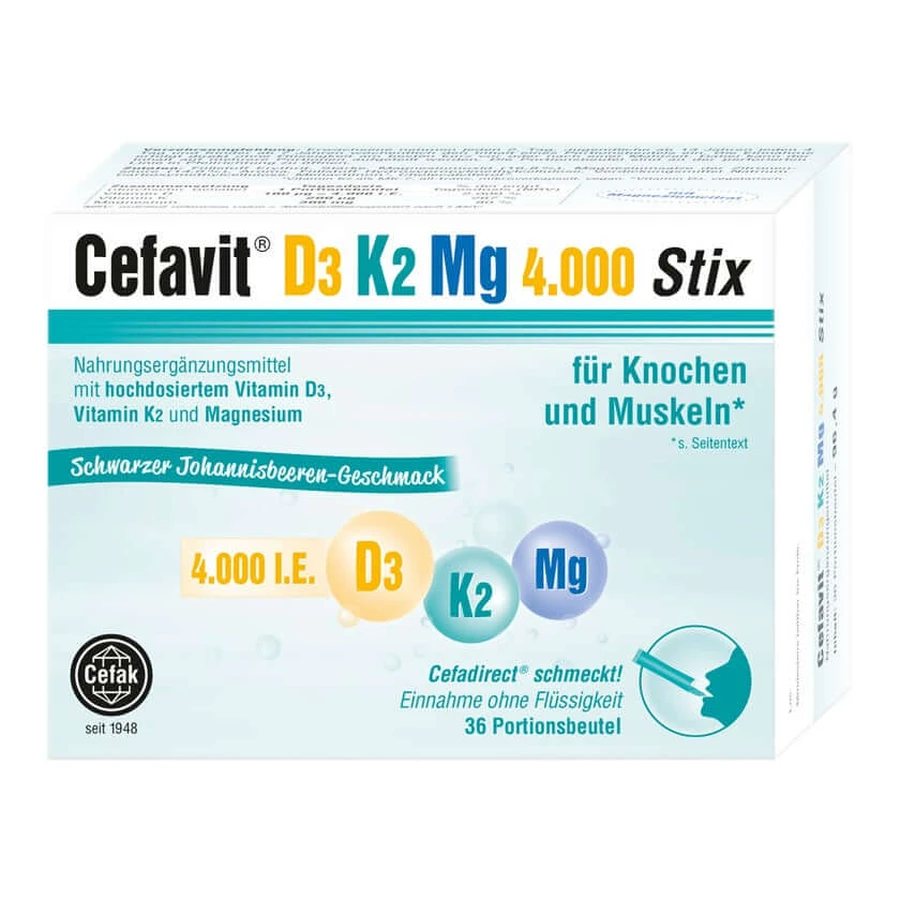 Cefavit D3 K2 Mg 4.000 I.e. Stix korrels 36 St