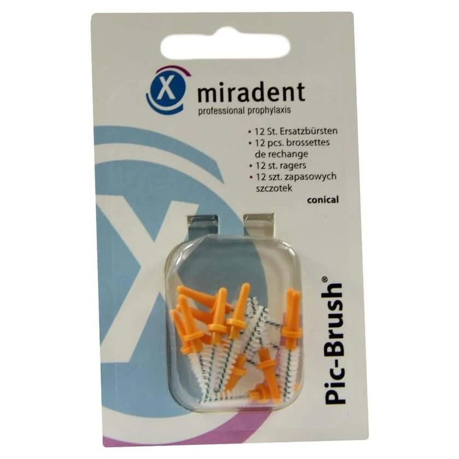 Miradent interdentale ragers Pic-Brush vervangingsborstels conisch oranje 12 st.