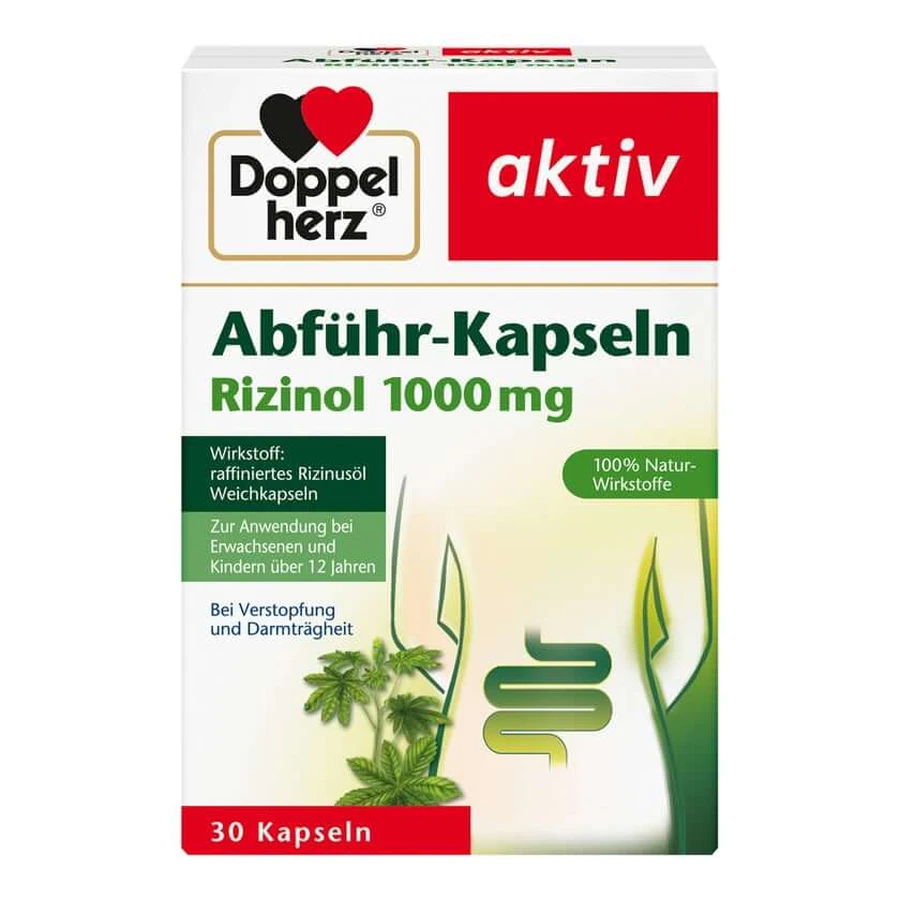 Double Heart Active Laxative Capsules Ricinol 1.000mg 30 Capsules