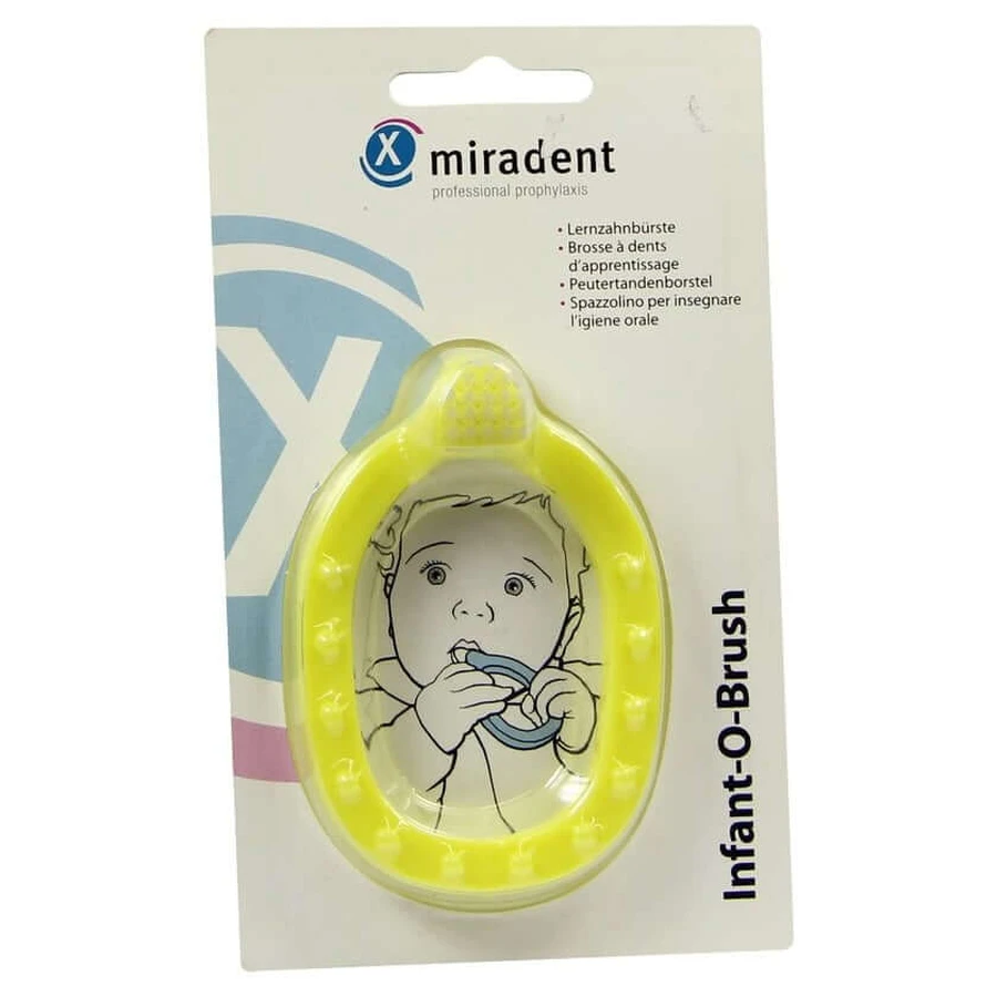 Miradent cepillo dental de aprendizaje para niños Infant-O-Brush amarillo 1 ud.