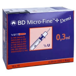 BD Micro-fine+ Insulinspr.0,3 ml U100 0, 100 pcs.