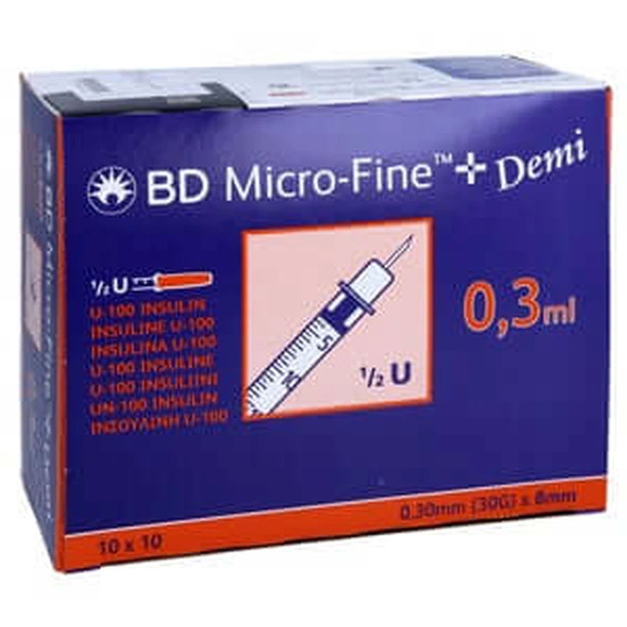 BD Micro-fine+ Insulinspr.0,3 ml U100 0, 100 pcs.