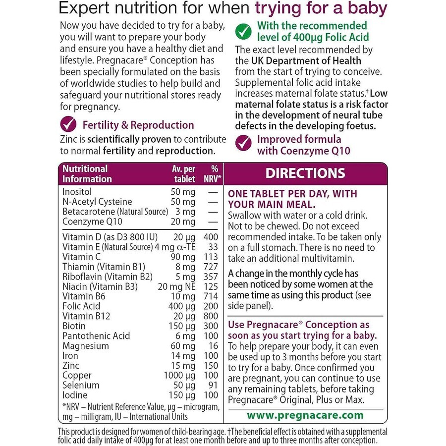 Pregnacare Before Conception, 30 tablete, Vitabiotics