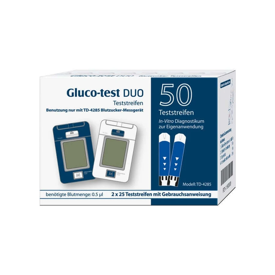 Gluco-test DUO bloedsuikerstrips 50 stuks.
