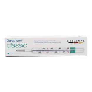 Geratherm klassieke glazen thermometer met terugstelhulp 1 stuk