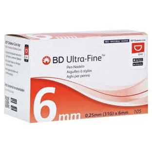 BD Agujas para pluma ultrafinas 6 mm 31 G 0,25 105 unid.