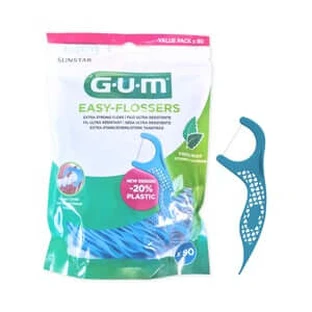 GUM EASY FLOSSERS bâtonnets de fil dentaire, cirés, menthe 90 pcs.