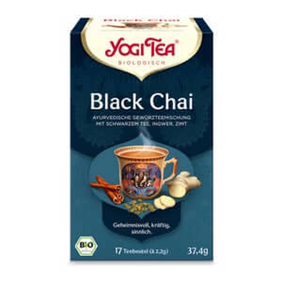 YOGI TEA, Black Chai, thé biologique aux herbes et aux épices 17X2,2 g
