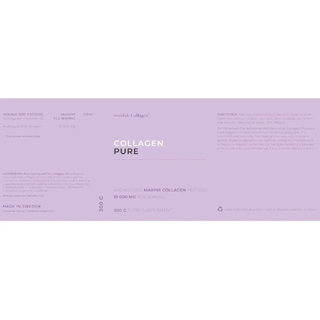 Puur Collageen Hydrolisaat Poeder 10.000 mg, 300 g, Zweeds Collageen