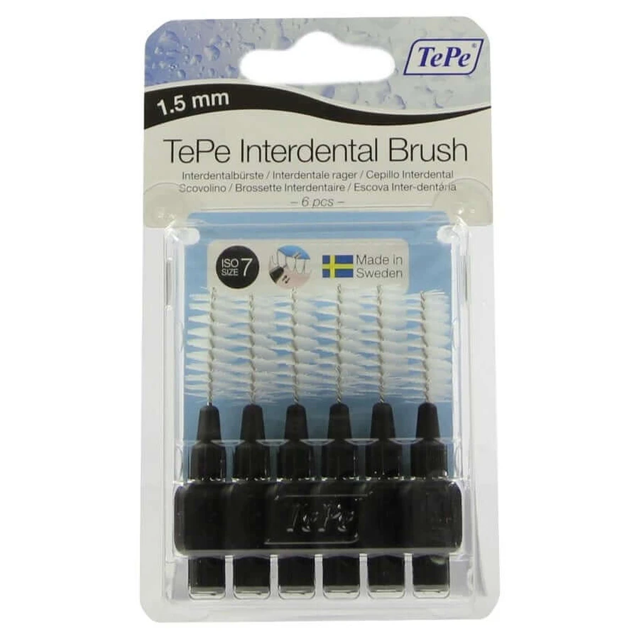 TEPE cepillo interdental 1.5mm negro 6 pzs