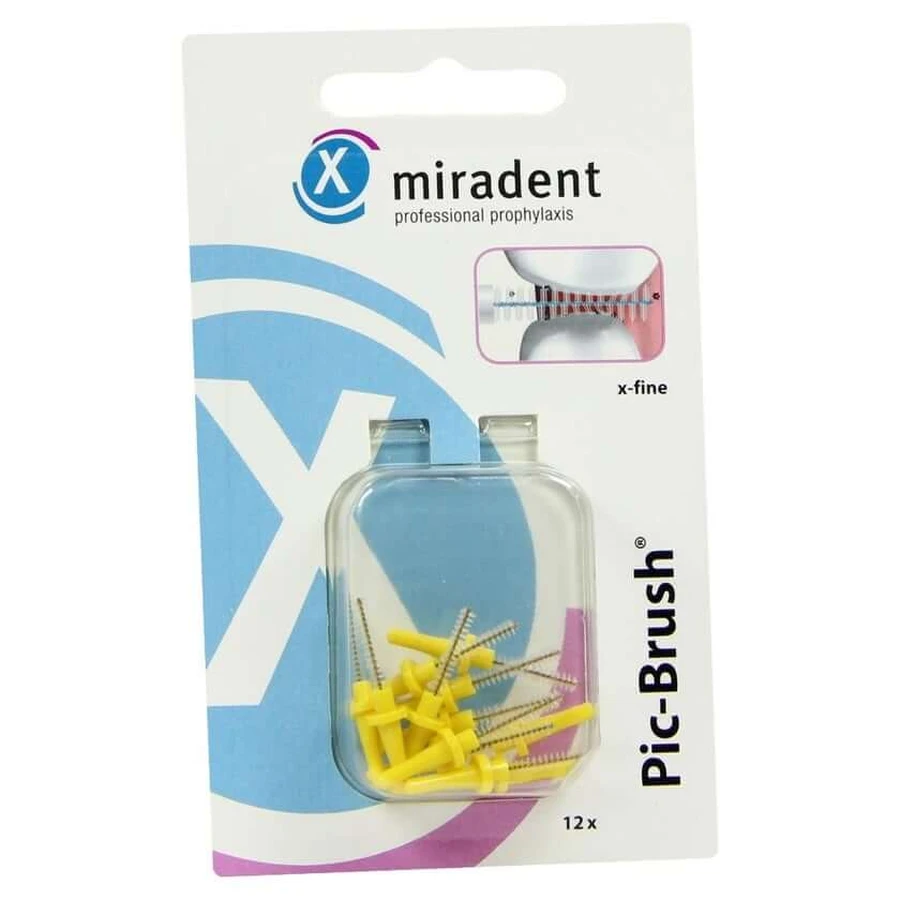 Miradent cepillos interdentales Pic-Brush cepillos de recambio x-fino amarillo 12 uds.