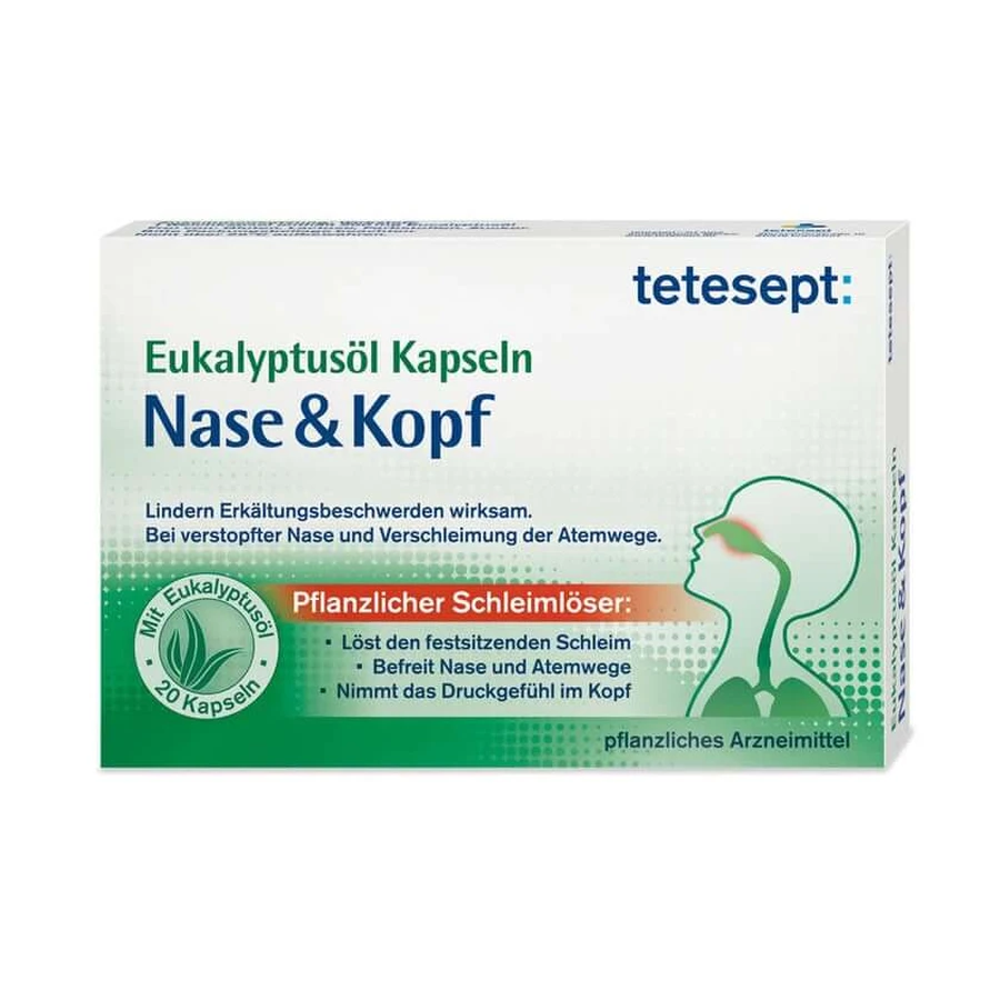 Tetesept Eucalyptus Oil Capsules Nose & Head 20 Capsules