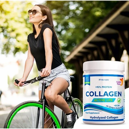 Hidrolizado de colágeno en polvo tipo 1, 2 y 3 Active Life con 10.000 mg, 300 g, Swedish Nutra
